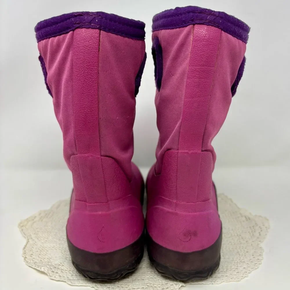 Bogs Glosh Pink Neoprene Rain Boots Waterproof Lightweight Big Kid Girl Size 2